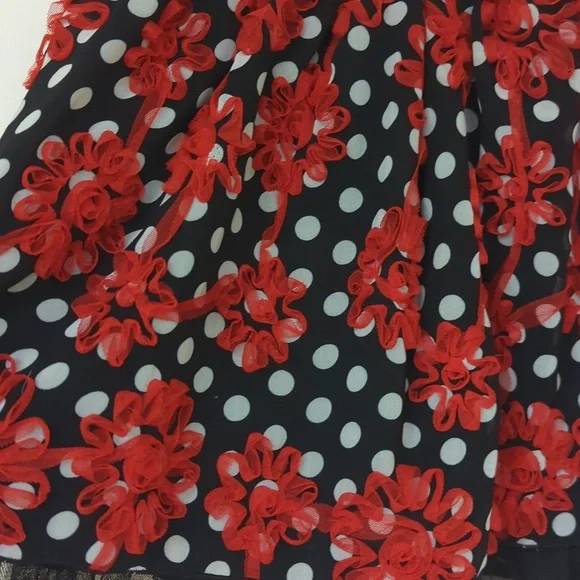 YOUNGLANDToddler Girls Festive Black, White, & Red Floral Dress, Size 3T